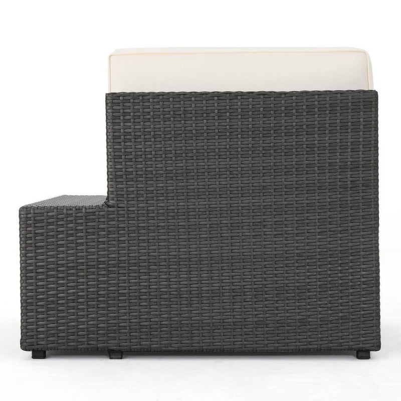 8-Piece Wicker Outdoor Patio Sectional Seating Set with White Cushions